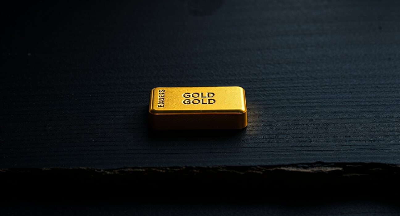 Gold bullion bar representing the safe-haven asset during market volatility, as analyzed by OCBC.