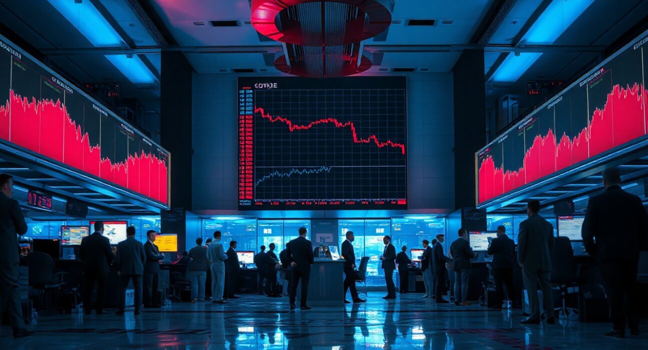 Traders watching gold price decline on electronic board amid Middle East peace uncertainty