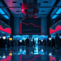 Traders watching gold price decline on electronic board amid Middle East peace uncertainty