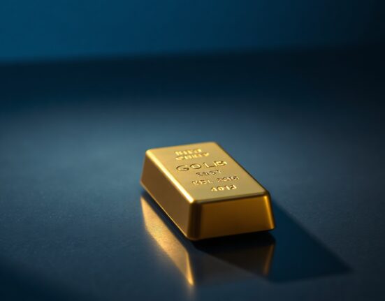 Gold bar on dark surface, representing precious metals market under Federal Reserve pressure.
