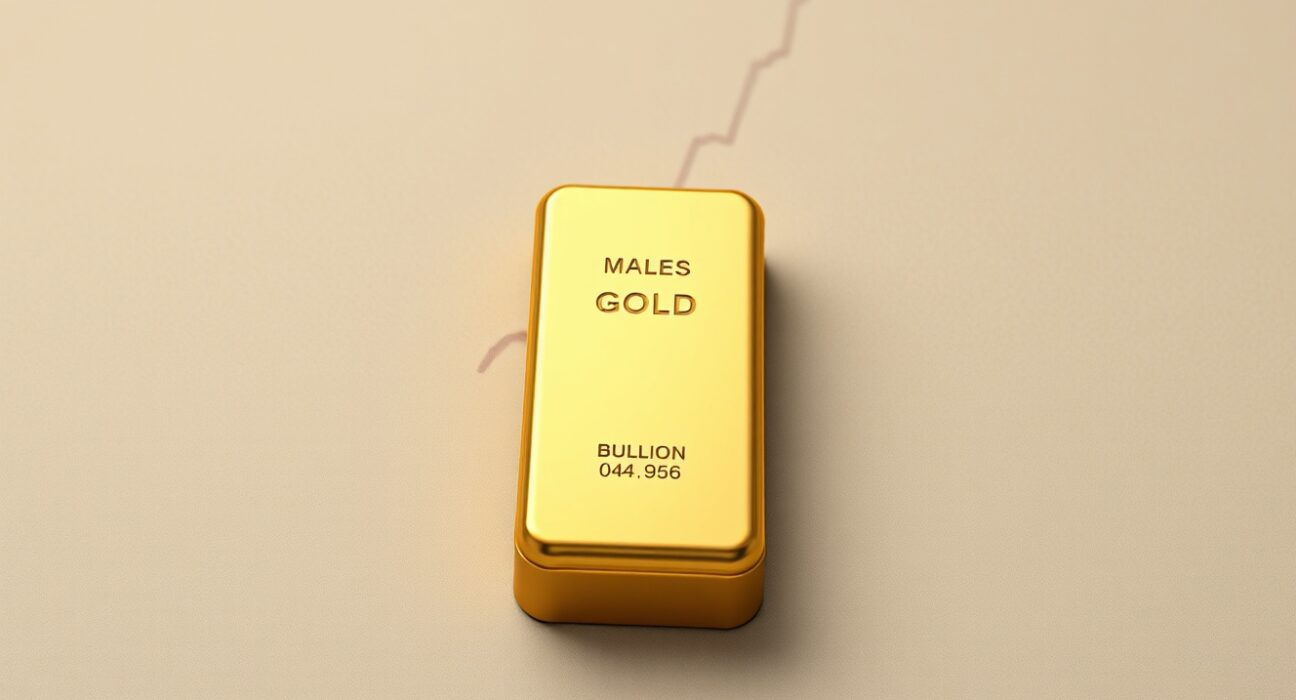 Gold bullion bar representing HSBC analysis on long-term price support from a weaker US dollar.