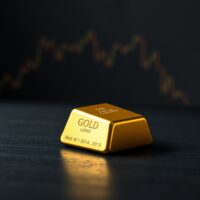 Gold bullion bar representing market price pressure and technical analysis discussed in MUFG report.