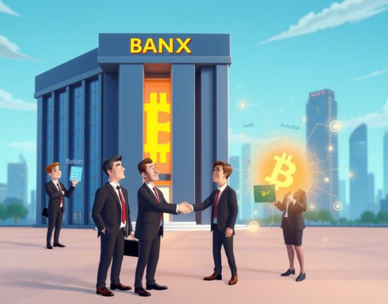 Goldman Sachs Bitcoin acquisition depicted as a vibrant merger between traditional finance and digital currency innovation.