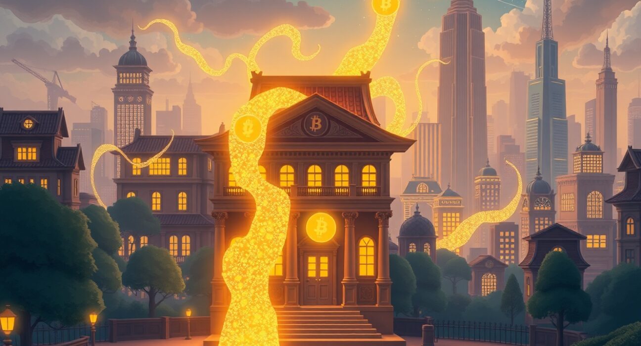 Goldman Sachs crypto holdings represented as digital assets flowing from traditional finance architecture