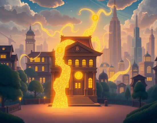 Goldman Sachs crypto holdings represented as digital assets flowing from traditional finance architecture