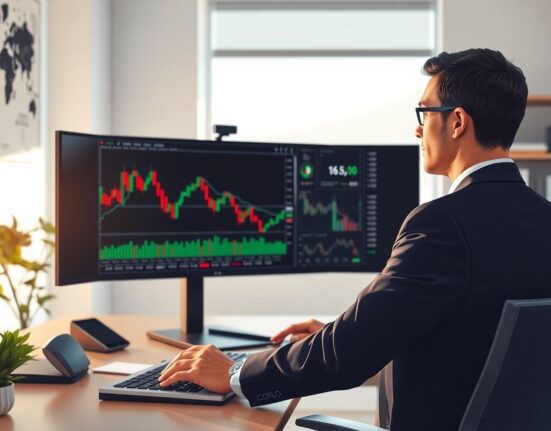 Financial analyst monitoring EUR/CHF currency pair charts for Goldman Sachs inflation hedge strategy.