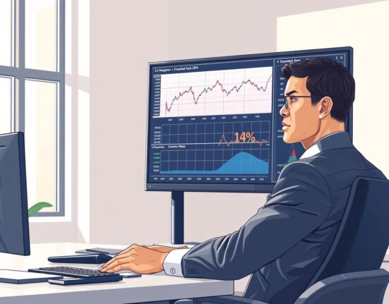 Financial analyst reviewing Federal Reserve interest rate and oil price data charts