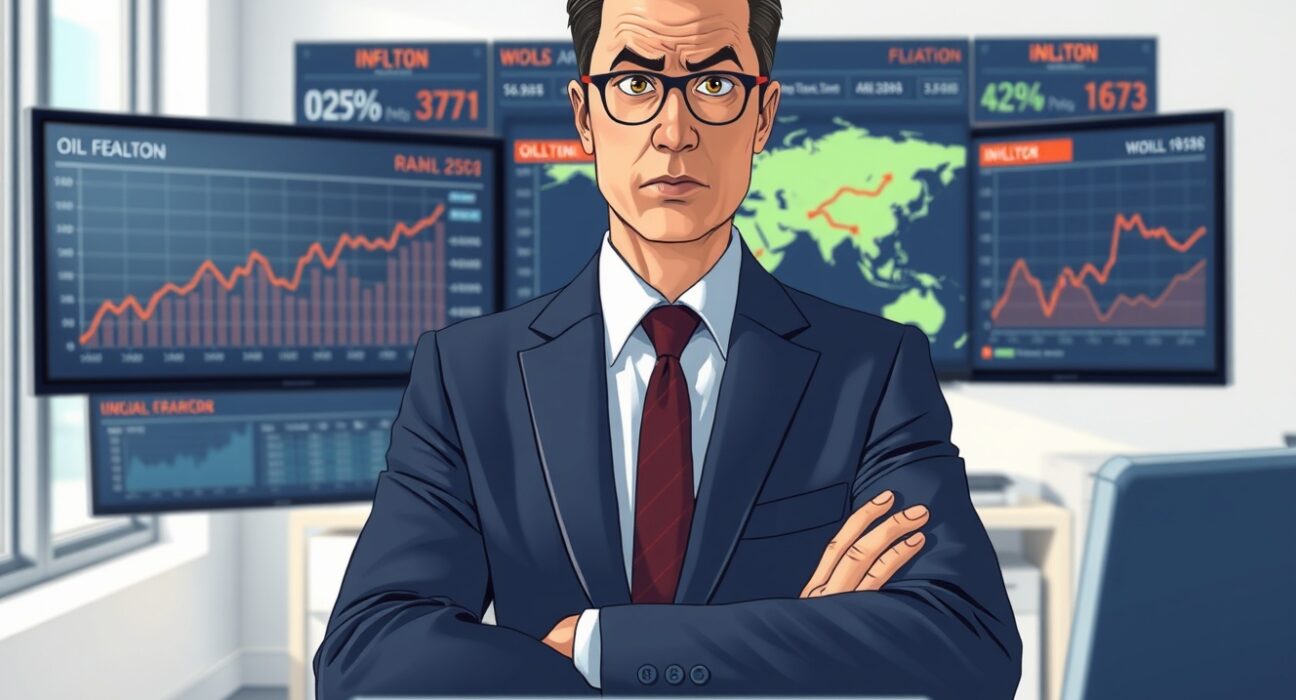 Financial analyst reviewing Goldman Sachs inflation forecast data amid oil price concerns