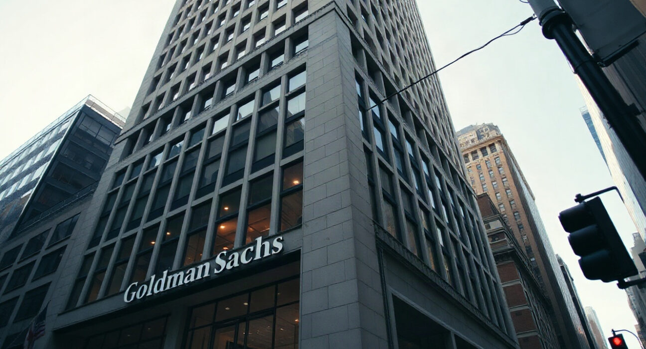 Goldman Sachs headquarters in New York City, reflecting institutional investment in crypto ETFs.
