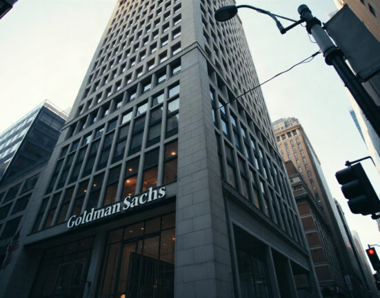 Goldman Sachs headquarters in New York City, reflecting institutional investment in crypto ETFs.
