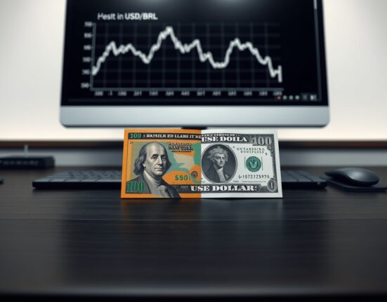 Goldman Sachs lowers USD/BRL forecast due to trade and carry strength, featuring Brazilian real and US dollar banknotes