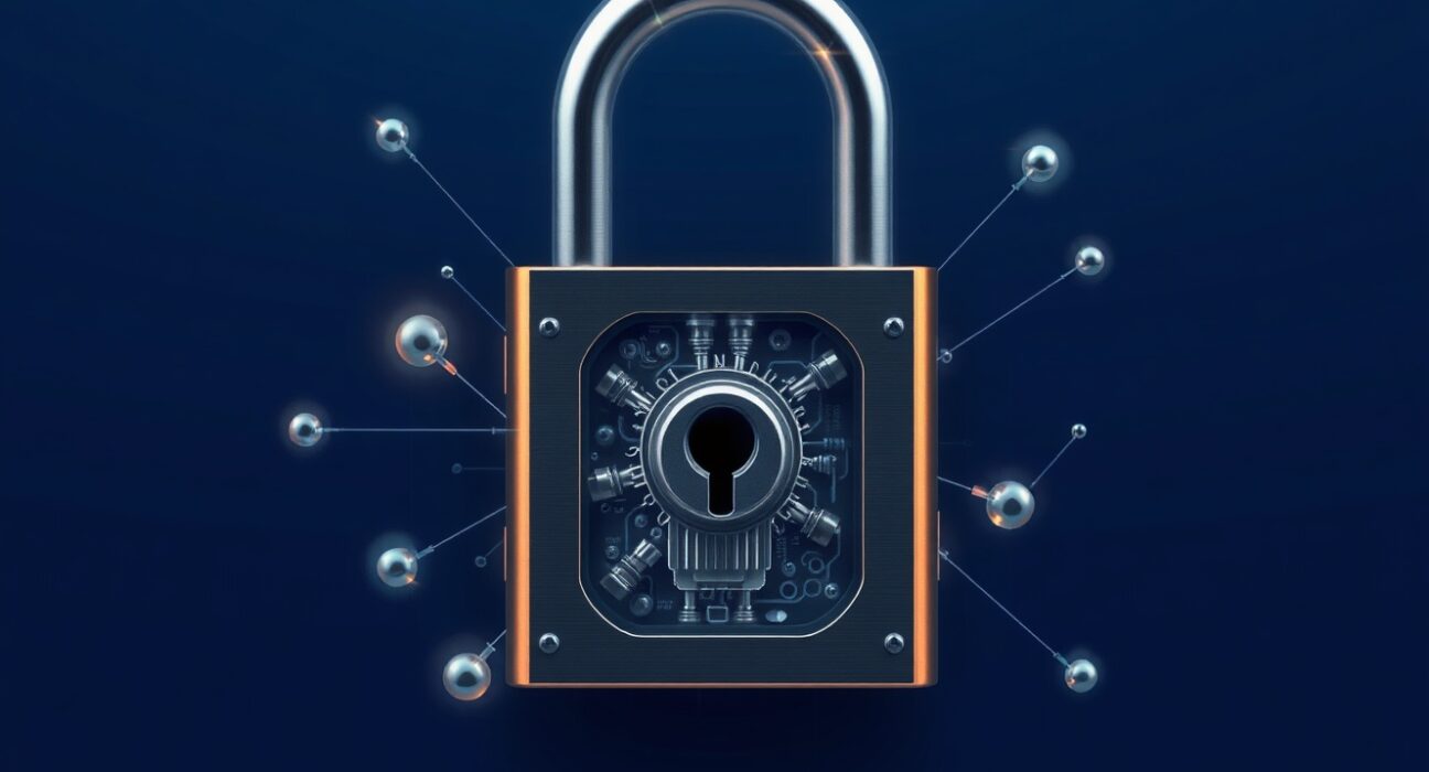 Secure digital lock representing Google's post-quantum cryptography transition to protect against quantum threats.