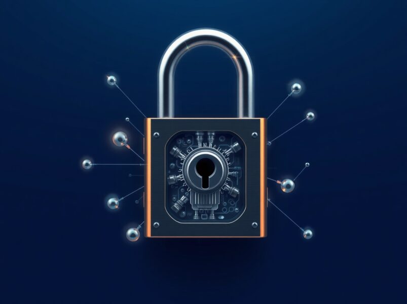 Secure digital lock representing Google's post-quantum cryptography transition to protect against quantum threats.