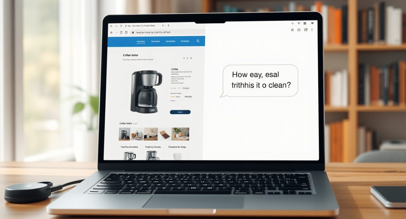 Google AI Mode's new side-by-side interface for web research and comparison on a laptop screen.