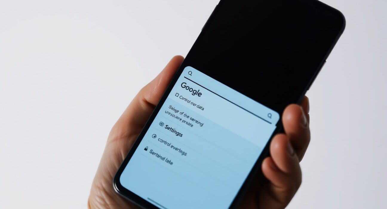 Smartphone screen showing Google Search privacy settings with user controls highlighted.