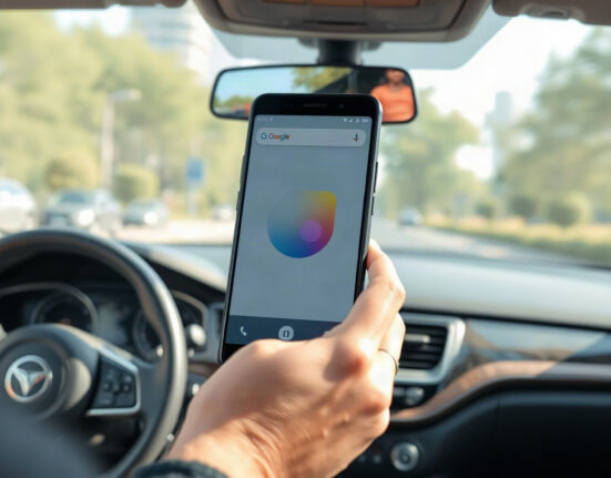 Person using a smartphone in a moving car with Motion Assist bubble overlay visible on screen