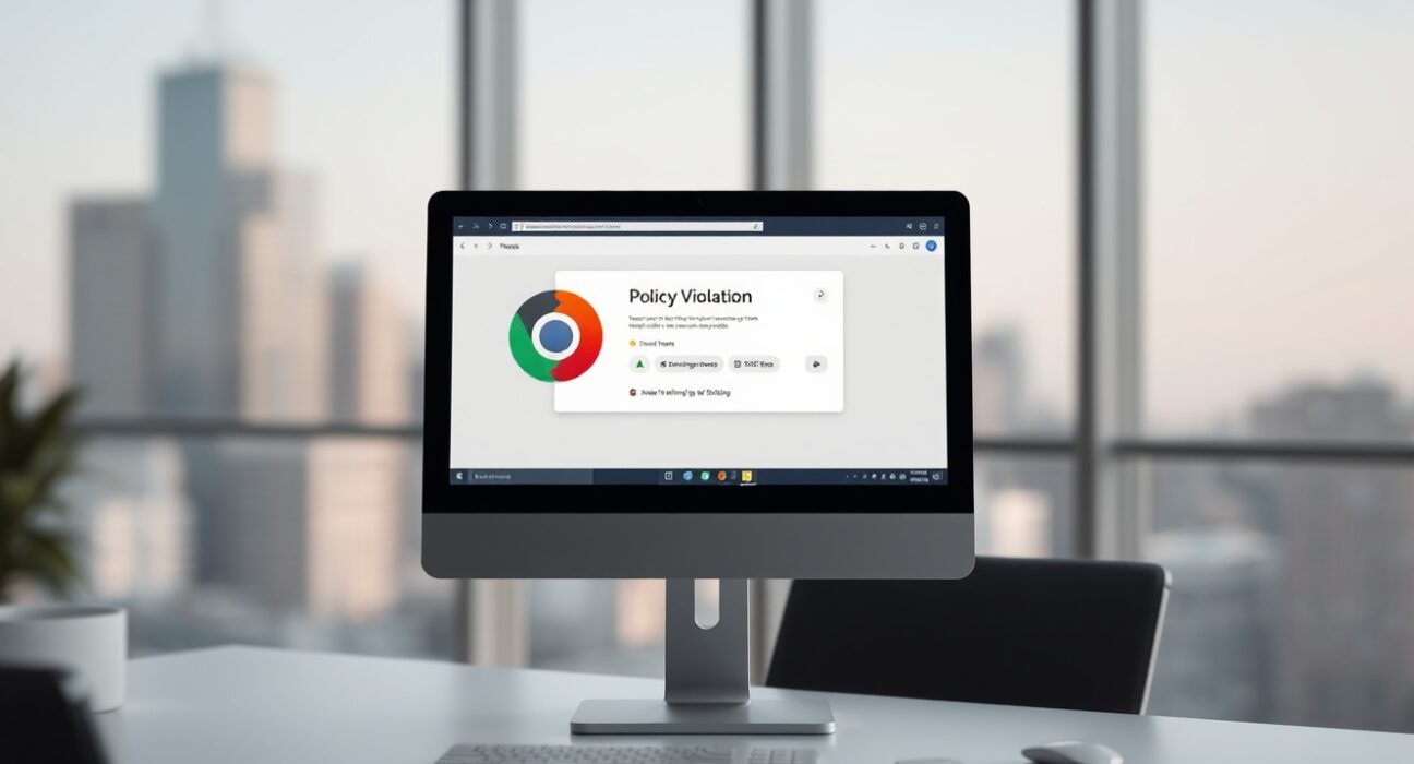Chrome Web Store interface showing a cryptocurrency mining extension blocked by new policy