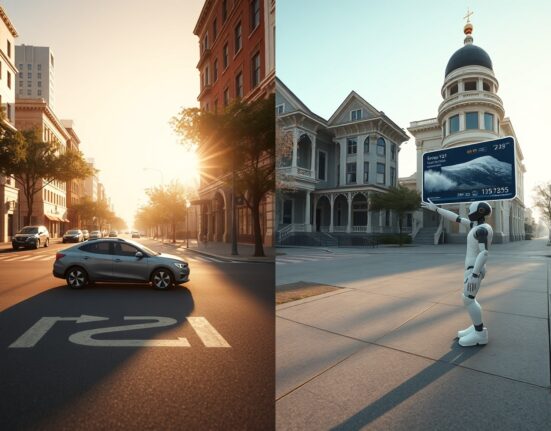 AI simulation of a city street combining Google Street View data with Genie 3 interactive world model