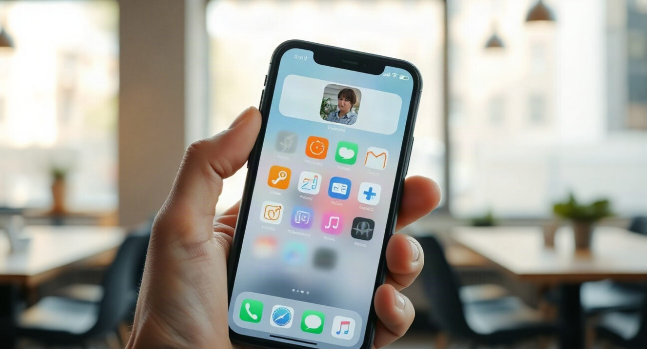 Smartphone showing a cluttered AI assistant app interface with multiple feature icons