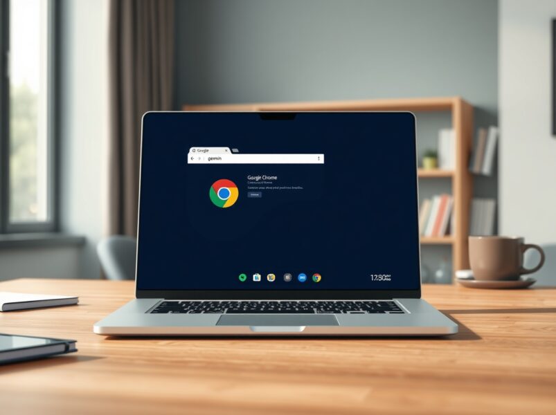Google Chrome browser with Gemini AI assistant sidebar showing AI-powered browsing capabilities