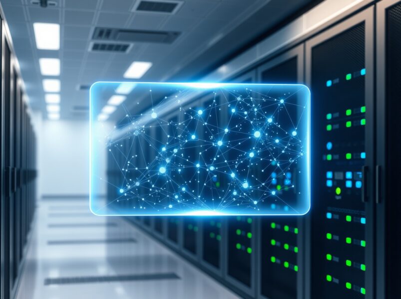 Google's Gemini Enterprise Agent Platform visualized as a secure AI network interface in a data center.