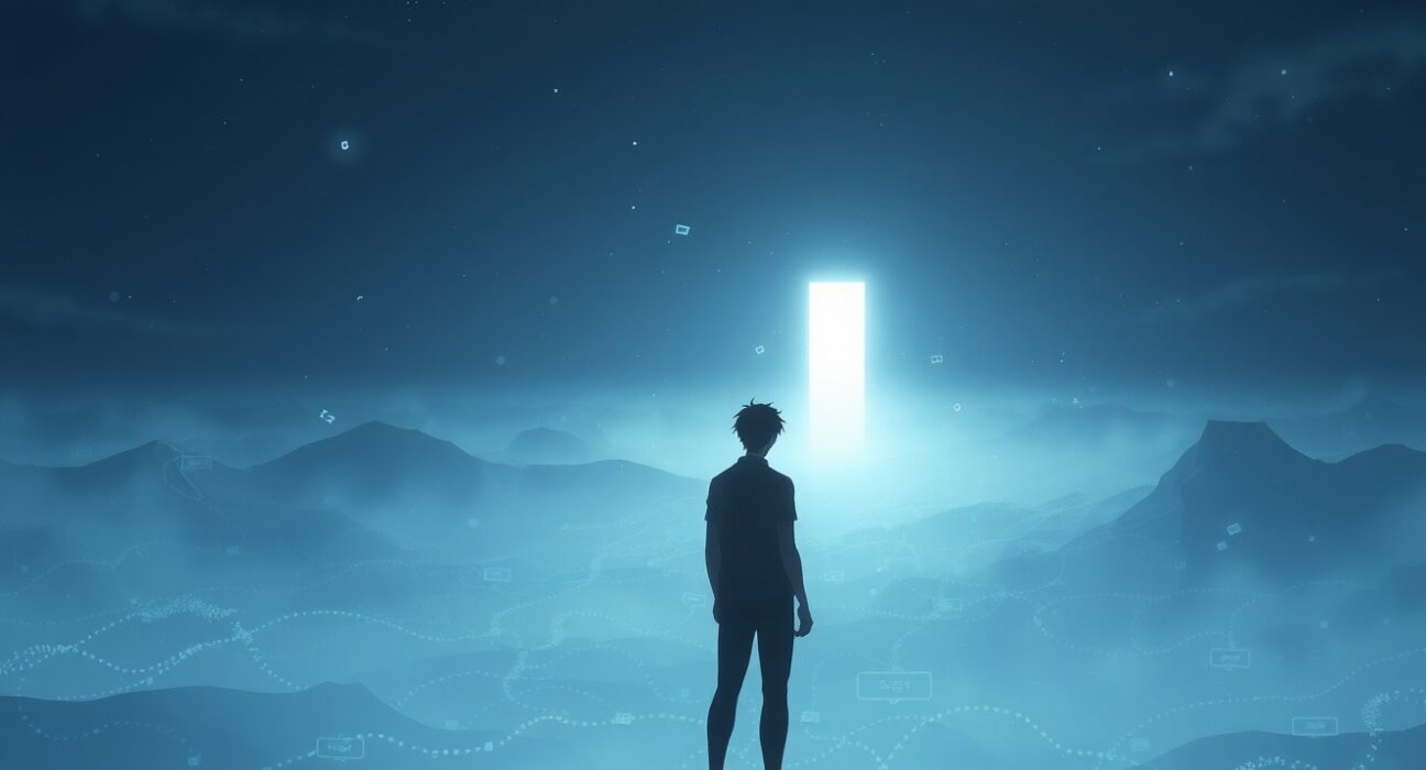 Conceptual Ghibli-style art representing AI chatbot delusion and the tragic Google Gemini lawsuit case.