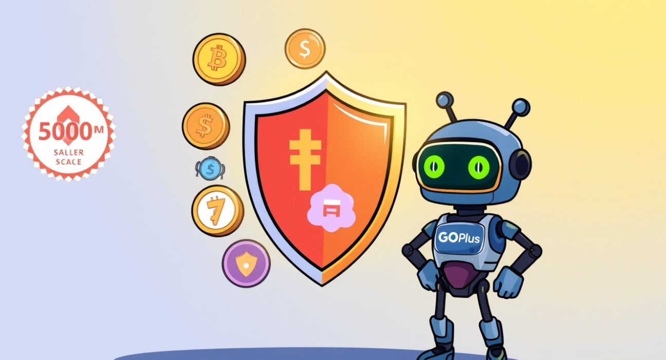 GoPlus Web3 security fund protecting blockchain assets with a digital shield, emphasizing enhanced safety in decentralized finance.