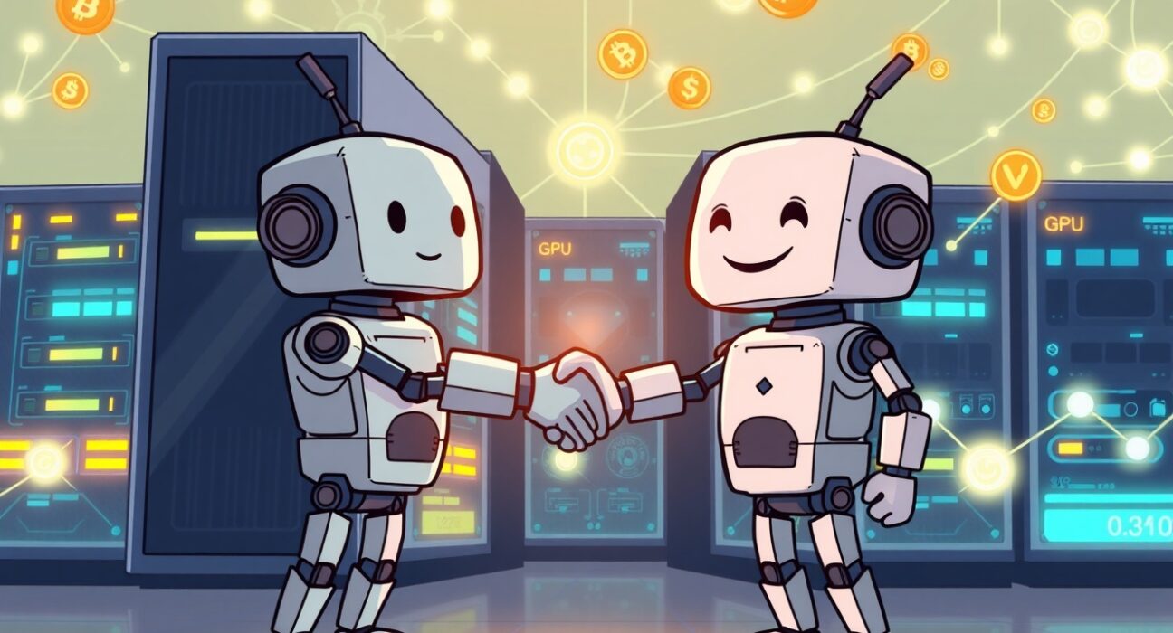 Cartoon illustration of GAIB and Siam.AI partnership, symbolizing the $30M GPU tokenization initiative for AI infrastructure expansion.
