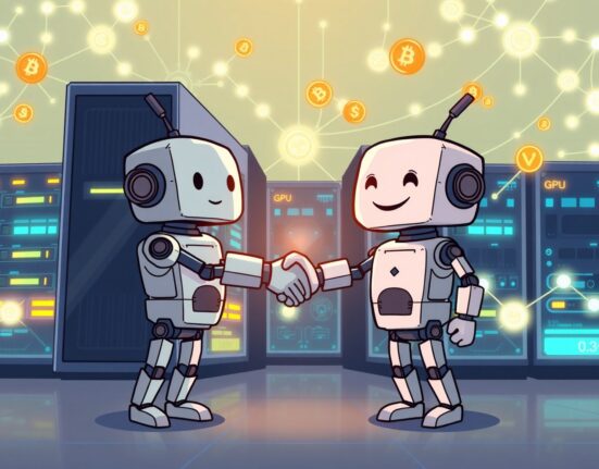 Cartoon illustration of GAIB and Siam.AI partnership, symbolizing the $30M GPU tokenization initiative for AI infrastructure expansion.