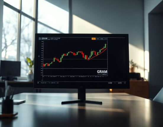 Cryptocurrency trading chart showing GRAM token price decline