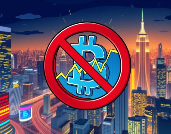 A cartoon illustration showing a digital asset transforming into a stock chart, representing the launch of the Grayscale ETF.