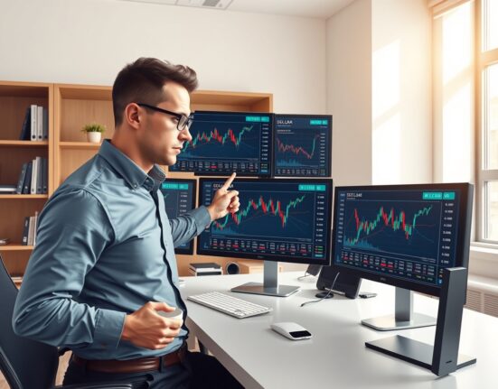 Financial analyst reviewing cryptocurrency market data for Ethereum and Solana investment opportunities.