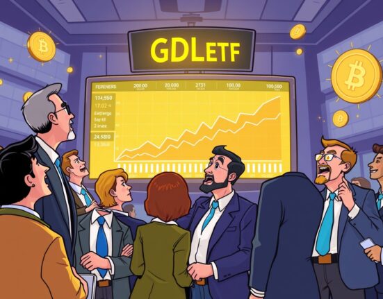 A chart showing significant trading volume for the Grayscale GDLC ETF on its debut, representing a new milestone in crypto investments.