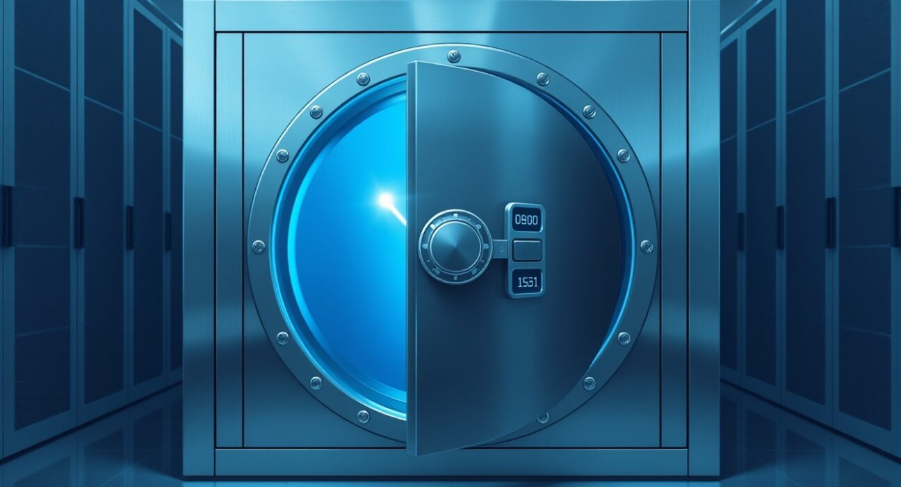 Secure digital asset custody for Grayscale's HYPE ETF represented by modern vault technology.