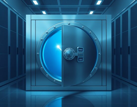 Secure digital asset custody for Grayscale's HYPE ETF represented by modern vault technology.