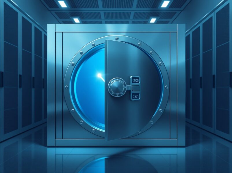 Secure digital asset custody for Grayscale's HYPE ETF represented by modern vault technology.