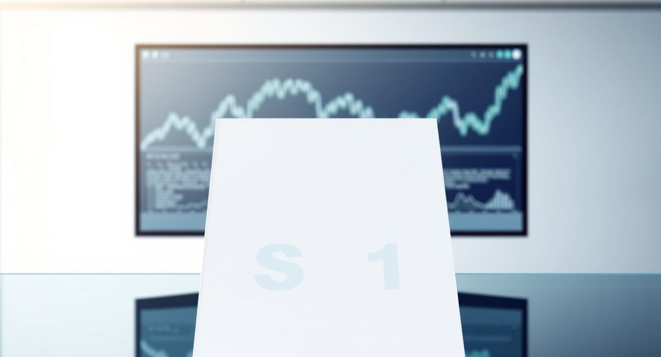 Official S-1 filing document for the Grayscale Hyperliquid ETF on a desk, symbolizing a major regulatory step.