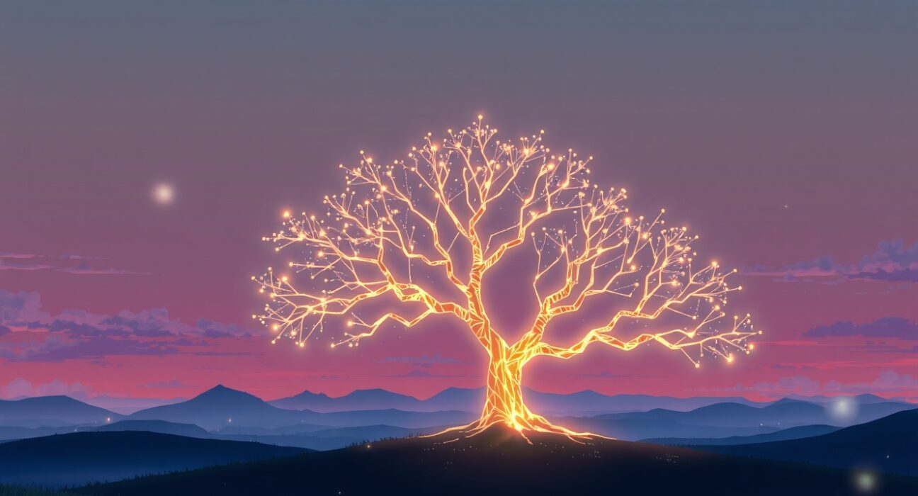 Conceptual Ghibli-style art representing the growth and innovation behind the Grayscale Near Protocol ETF application.