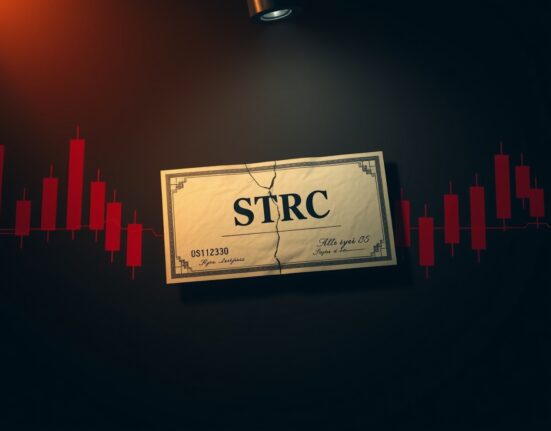 Grayscale warning about preferred stocks risk for Bitcoin exposure, featuring a cracked STRC certificate