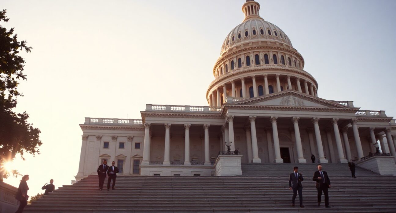 U.S. Capitol building with Senate chamber in background, symbolizing legislative action on the CLARITY Act.