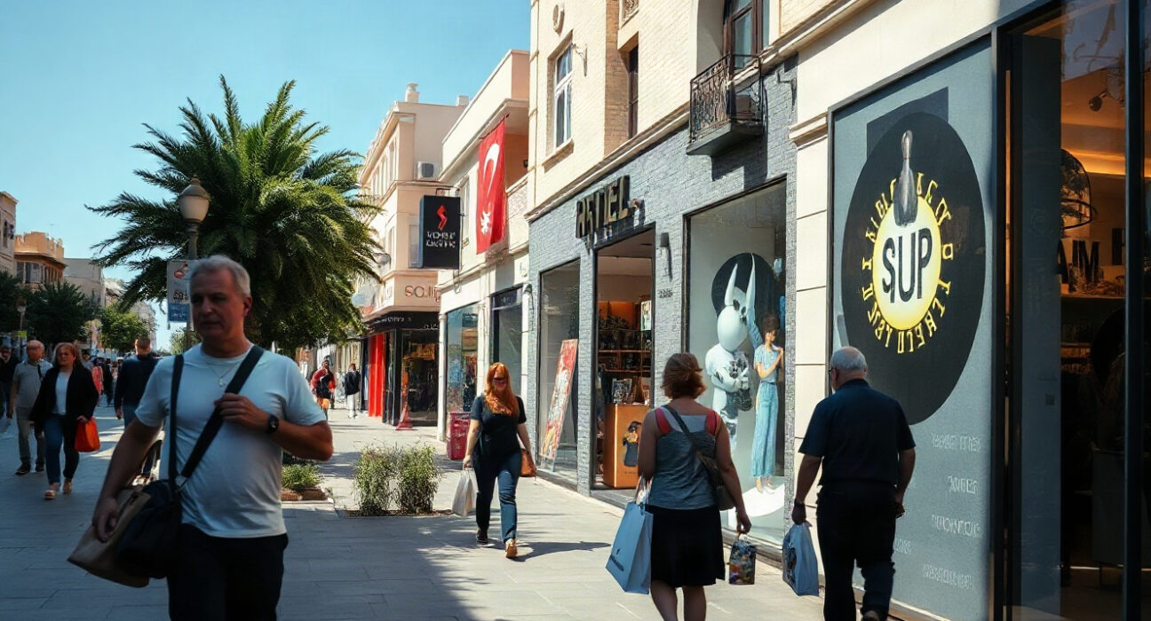 Shoppers on a retail street in Athens, Greece, amid slowing retail sales growth in June.