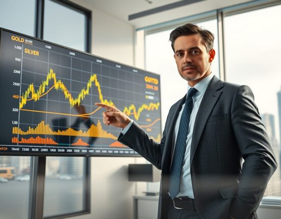 Financial analyst Greg Weldon analyzing gold and silver price charts on a screen