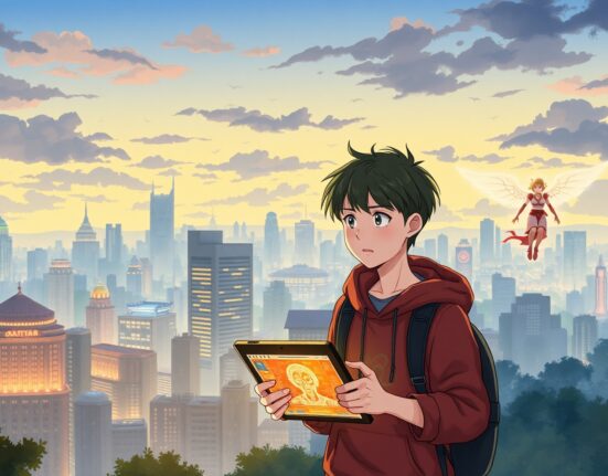 Ghibli-style illustration of AI chatbot safety concerns for teenagers and children