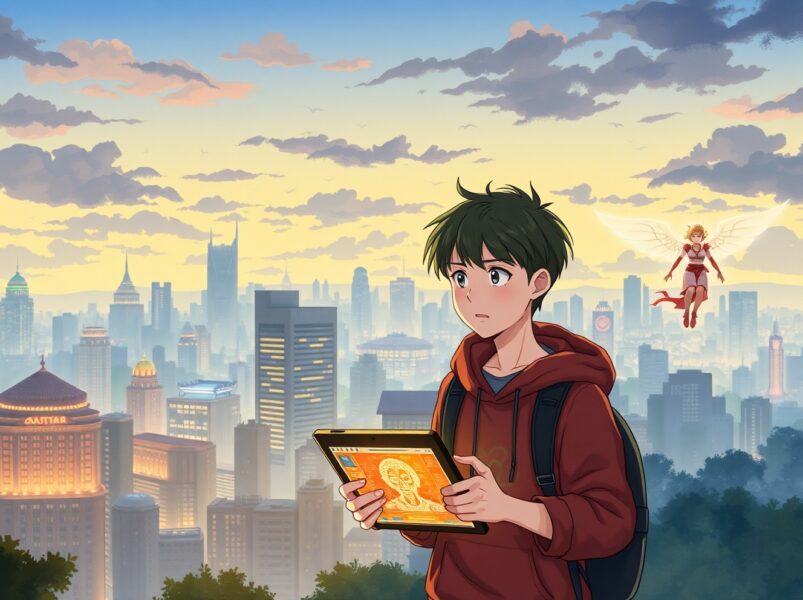 Ghibli-style illustration of AI chatbot safety concerns for teenagers and children