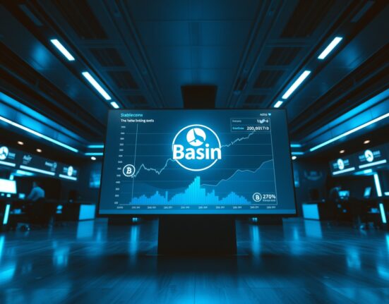 Digital display showing Basin liquidity dashboard for tokenized real-world asset redemptions