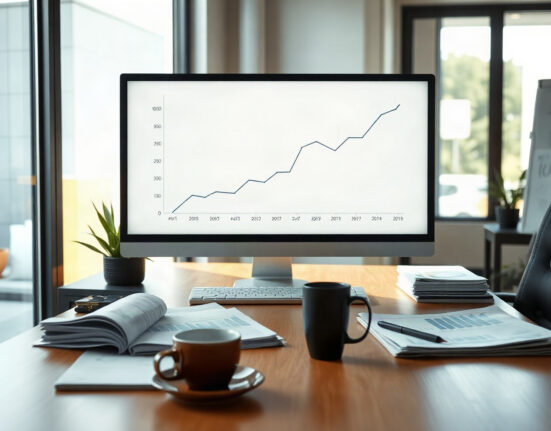 Analyst desk with monitor showing GDP growth chart for 2Q26 analysis