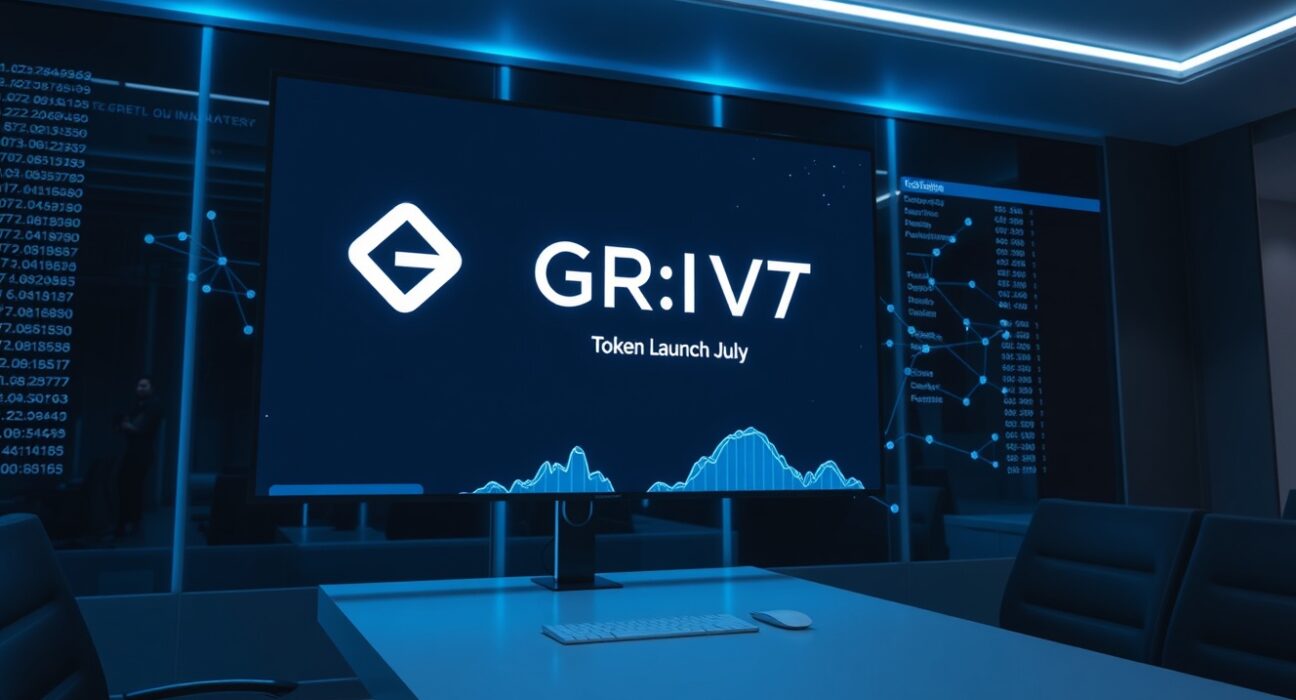 GRVT exchange interface showing a token launch countdown for July 2025
