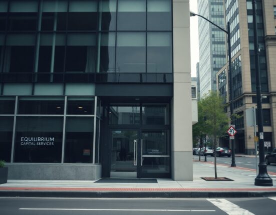 Exterior of Equilibrium Capital Services office building in Portland, Oregon, following GSR acquisition approval.
