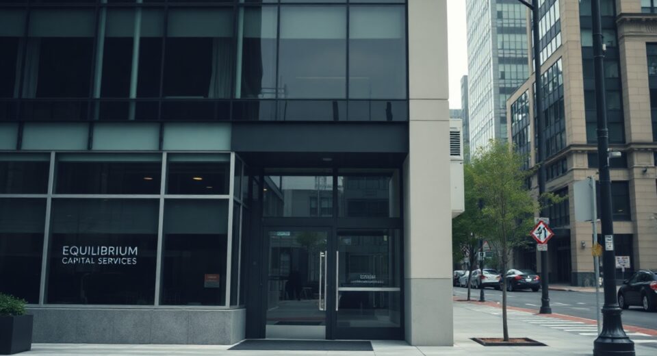 Exterior of Equilibrium Capital Services office building in Portland, Oregon, following GSR acquisition approval.