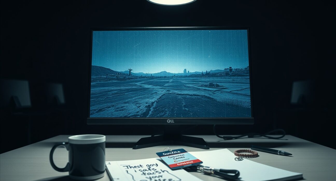 Empty developer workstation at Gunzilla Games symbolizing the studio's reported financial crisis and unpaid staff.